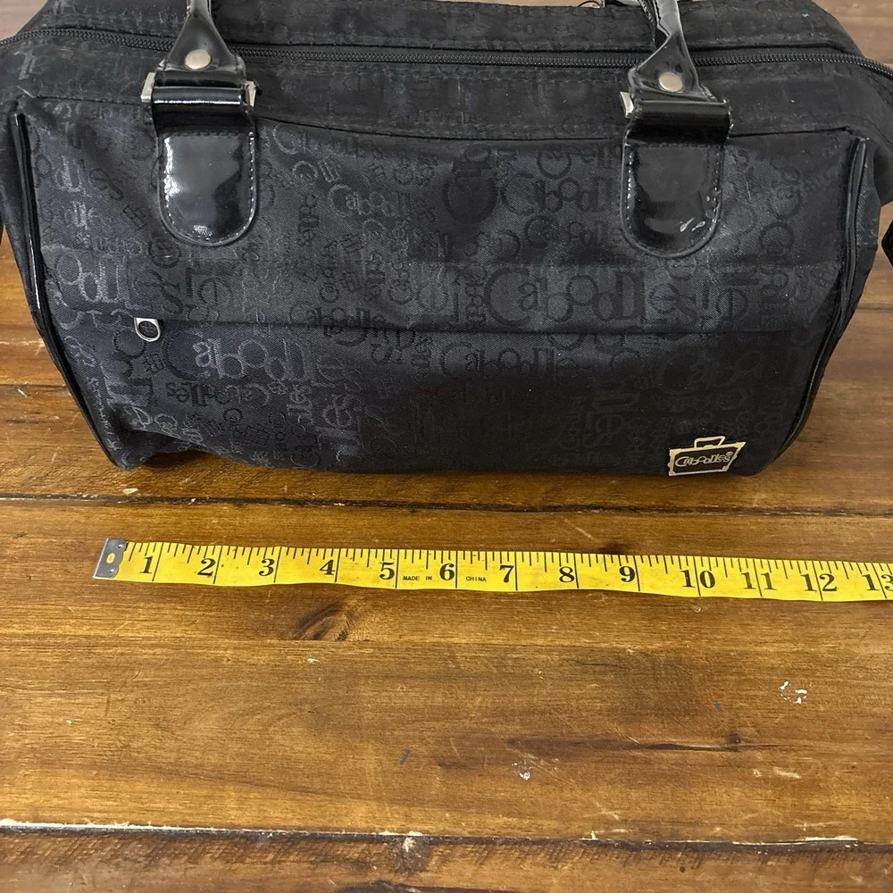 Caboodles Envy Large Black Travel Makeup Case Doctor's Bag Pink Polka Dot Lining